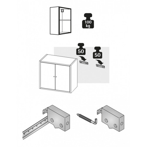 Lot de 2 suspensions pour meuble haut plastique brut HETTICH, l.62 mm - HETTICH