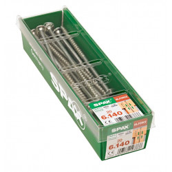 Lot de 20 vis acier tête fraisée bombée torx SPAX, Diam.6 mm x L.140 mm de marque SPAX, référence: B6204700