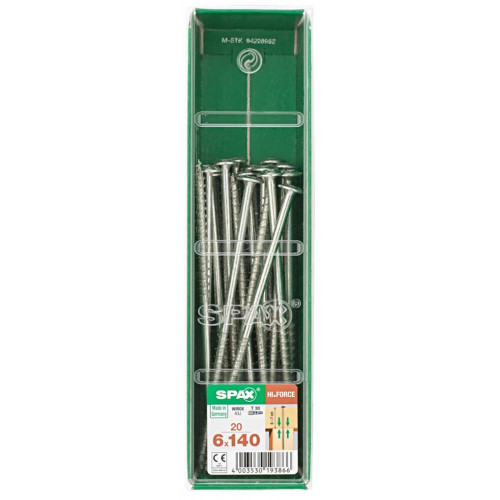 Lot de 20 vis acier tête fraisée bombée torx SPAX, Diam.6 mm x L.140 mm - SPAX