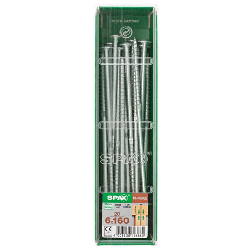 Lot de 20 vis acier tête fraisée bombée torx SPAX, Diam.6 mm x L.160 mm - SPAX