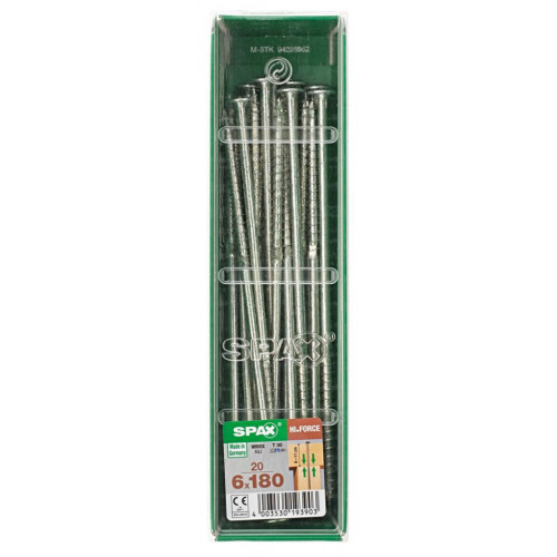 Lot de 20 vis acier tête fraisée bombée torx SPAX, Diam.6 mm x L.180 mm - SPAX