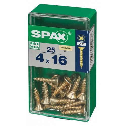 Lot de 20 vis acier tête fraisée pozidriv SPAX, Diam.3.5 mm x L.16 mm - SPAX