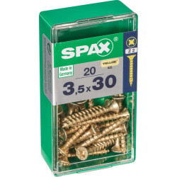 Lot de 20 vis acier tête fraisée pozidriv SPAX, Diam.3.5 mm x L.30 mm - SPAX