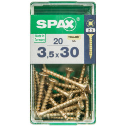 Lot de 20 vis acier tête fraisée pozidriv SPAX, Diam.3.5 mm x L.30 mm - SPAX