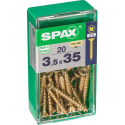 Lot de 20 vis acier tête fraisée pozidriv SPAX, Diam.3.5 mm x L.35 mm - SPAX