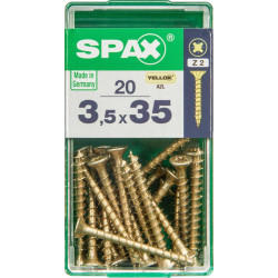 Lot de 20 vis acier tête fraisée pozidriv SPAX, Diam.3.5 mm x L.35 mm - SPAX