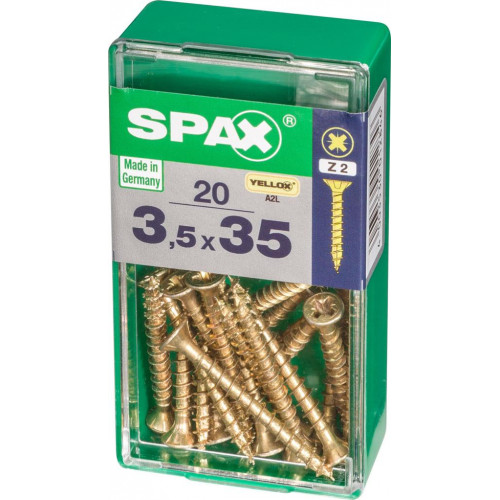 Lot de 20 vis acier tête fraisée pozidriv SPAX, Diam.3.5 mm x L.35 mm - SPAX