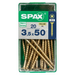 Lot de 20 vis acier tête fraisée pozidriv SPAX, Diam.3.5 mm x L.50 mm - SPAX