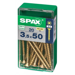 Lot de 20 vis acier tête fraisée pozidriv SPAX, Diam.3.5 mm x L.50 mm - SPAX