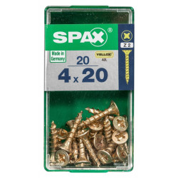 Lot de 20 vis acier tête fraisée pozidriv SPAX, Diam.4 mm x L.20 mm - SPAX