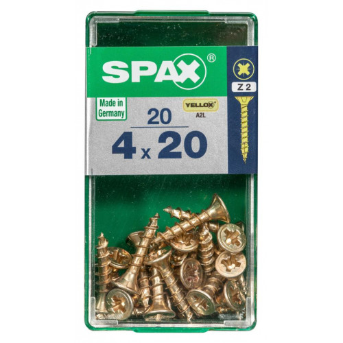 Lot de 20 vis acier tête fraisée pozidriv SPAX, Diam.4 mm x L.20 mm - SPAX