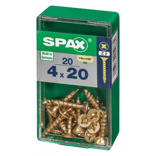 Lot de 20 vis acier tête fraisée pozidriv SPAX, Diam.4 mm x L.20 mm - SPAX