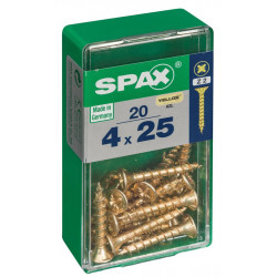 Lot de 20 vis acier tête fraisée pozidriv SPAX, Diam.4 mm x L.25 mm de marque SPAX, référence: B6205500