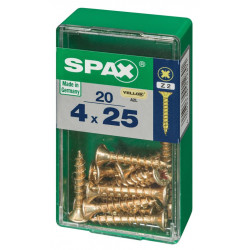 Lot de 20 vis acier tête fraisée pozidriv SPAX, Diam.4 mm x L.25 mm - SPAX