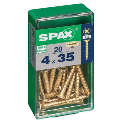 Lot de 20 vis acier tête fraisée pozidriv SPAX, Diam.4 mm x L.35 mm - SPAX