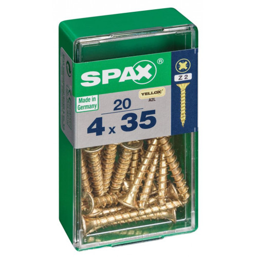 Lot de 20 vis acier tête fraisée pozidriv SPAX, Diam.4 mm x L.35 mm - SPAX