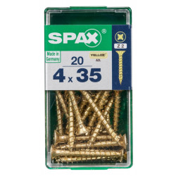 Lot de 20 vis acier tête fraisée pozidriv SPAX, Diam.4 mm x L.35 mm - SPAX