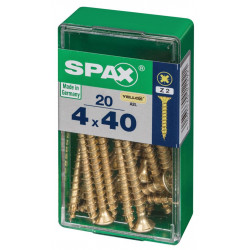 Lot de 20 vis acier tête fraisée pozidriv SPAX, Diam.4 mm x L.40 mm - SPAX