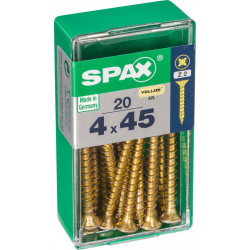 Lot de 20 vis acier tête fraisée pozidriv SPAX, Diam.4 mm x L.45 mm - SPAX