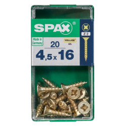 Lot de 20 vis acier tête fraisée pozidriv SPAX, Diam.4.5 mm x L.16 mm - SPAX