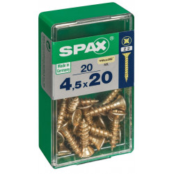 Lot de 20 vis acier tête fraisée pozidriv SPAX, Diam.4.5 mm x L.20 mm - SPAX