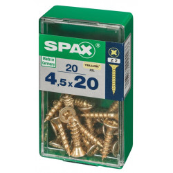 Lot de 20 vis acier tête fraisée pozidriv SPAX, Diam.4.5 mm x L.20 mm - SPAX