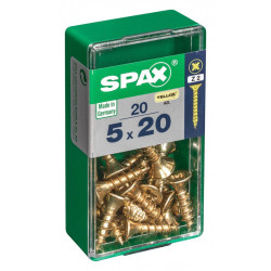 Lot de 20 vis acier tête fraisée pozidriv SPAX, Diam.5 mm x L.20 mm - SPAX