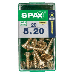 Lot de 20 vis acier tête fraisée pozidriv SPAX, Diam.5 mm x L.20 mm - SPAX