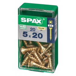 Lot de 20 vis acier tête fraisée pozidriv SPAX, Diam.5 mm x L.20 mm - SPAX