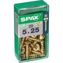 Lot de 20 vis acier tête fraisée pozidriv SPAX, Diam.5 mm x L.25 mm - SPAX