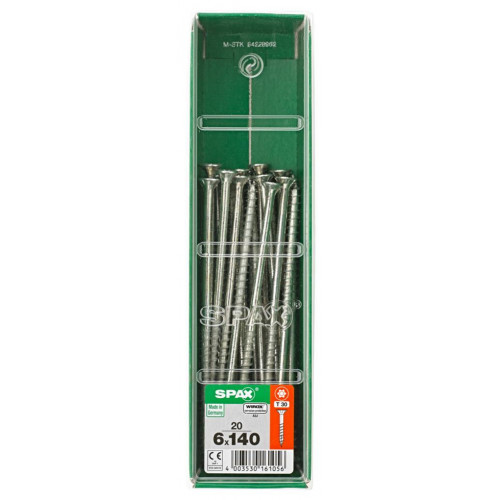 Lot de 20 vis acier tête fraisée torx SPAX, Diam.6 mm x L.140 mm - SPAX