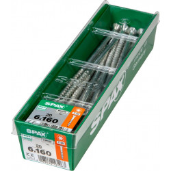 Lot de 20 vis acier tête fraisée torx SPAX, Diam.6 mm x L.160 mm - SPAX