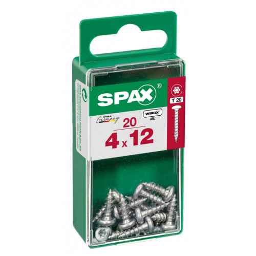 Lot de 20 vis acier tête ronde pozidriv SPAX, Diam.4 mm x L.12 mm - SPAX