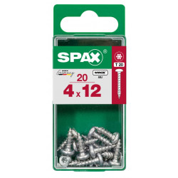 Lot de 20 vis acier tête ronde pozidriv SPAX, Diam.4 mm x L.12 mm - SPAX