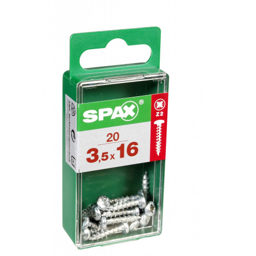 Lot de 20 vis acier tête ronde torx SPAX, Diam.3.5 mm x L.16 mm - SPAX