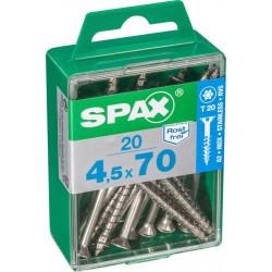 Lot de 20 vis inox tête fraisée torx SPAX, Diam.4.5 mm x L.70 mm - SPAX