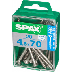 Lot de 20 vis inox tête fraisée torx SPAX, Diam.4.5 mm x L.70 mm - SPAX