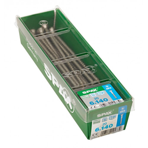 Lot de 20 vis inox tête fraisée torx SPAX, Diam.6 mm x L.140 mm - SPAX