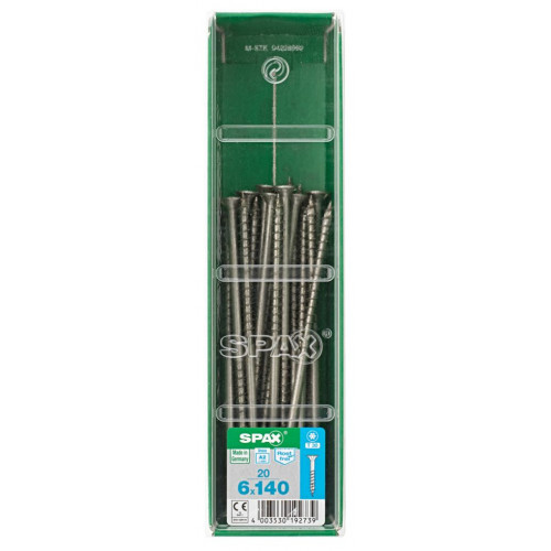 Lot de 20 vis inox tête fraisée torx SPAX, Diam.6 mm x L.140 mm - SPAX