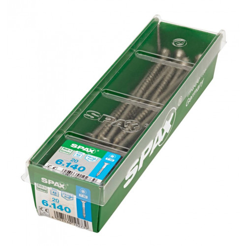 Lot de 20 vis inox tête fraisée torx SPAX, Diam.6 mm x L.140 mm - SPAX