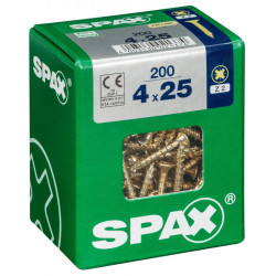 Lot de 200 vis acier tête fraisée pozidriv SPAX, Diam.4 mm x L.25 mm - SPAX