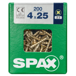 Lot de 200 vis acier tête fraisée pozidriv SPAX, Diam.4 mm x L.25 mm - SPAX