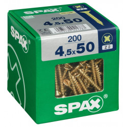 Lot de 200 vis acier tête fraisée pozidriv SPAX, Diam.4.5 mm x L.50 mm de marque SPAX, référence: B6207700