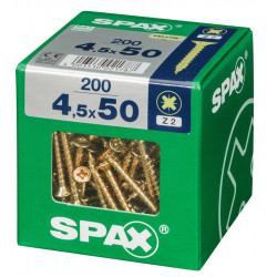 Lot de 200 vis acier tête fraisée pozidriv SPAX, Diam.4.5 mm x L.50 mm - SPAX