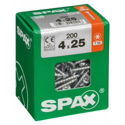 Lot de 200 vis acier tête fraisée torx SPAX, Diam.4 mm x L.25 mm de marque SPAX, référence: B6207900
