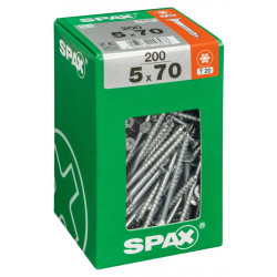 Lot de 200 vis acier tête fraisée torx SPAX, Diam.5 mm x L.70 mm de marque SPAX, référence: B6208000