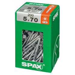 Lot de 200 vis acier tête fraisée torx SPAX, Diam.5 mm x L.70 mm - SPAX