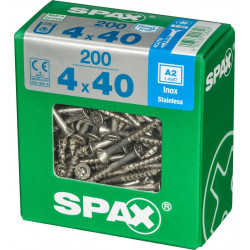 Lot de 200 vis inox tête fraisée torx SPAX, Diam.4 mm x L.40 mm - SPAX