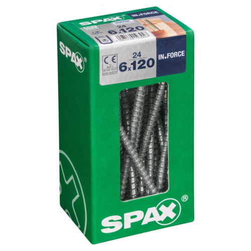 Lot de 24 vis acier tête cylindrique SPAX, Diam.6 mm x L.120 mm - SPAX