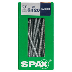 Lot de 24 vis acier tête cylindrique SPAX, Diam.6 mm x L.120 mm - SPAX